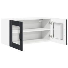 vidaXL Wall Glass Cabinet PORTO Black 80 x 31 x 40 cm Engineered Wood 5