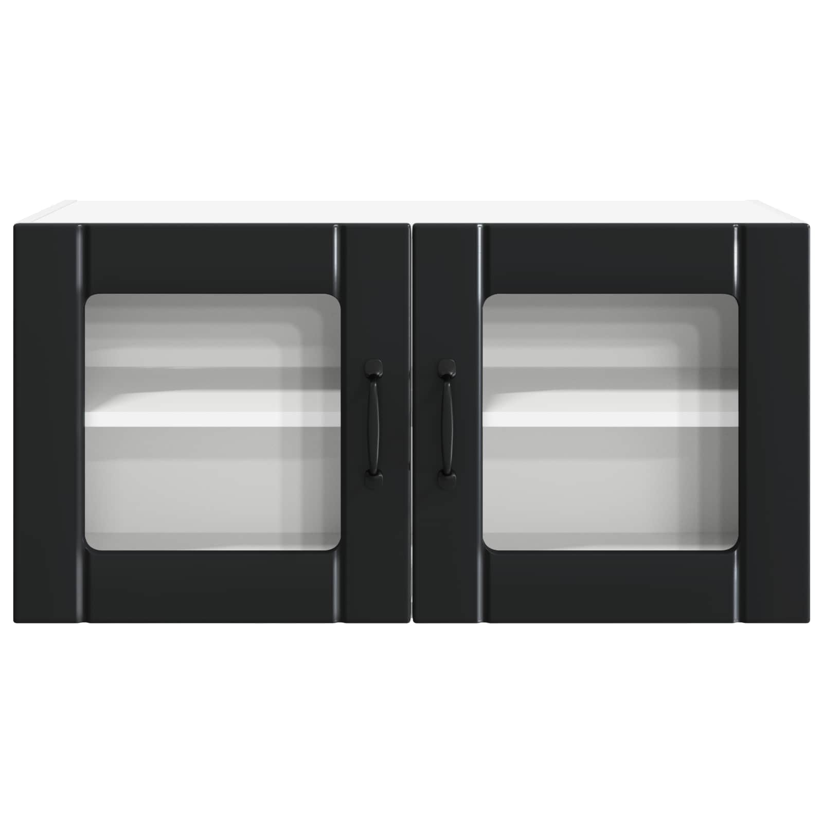 vidaXL Wall Glass Cabinet PORTO Black 80 x 31 x 40 cm Engineered Wood 6