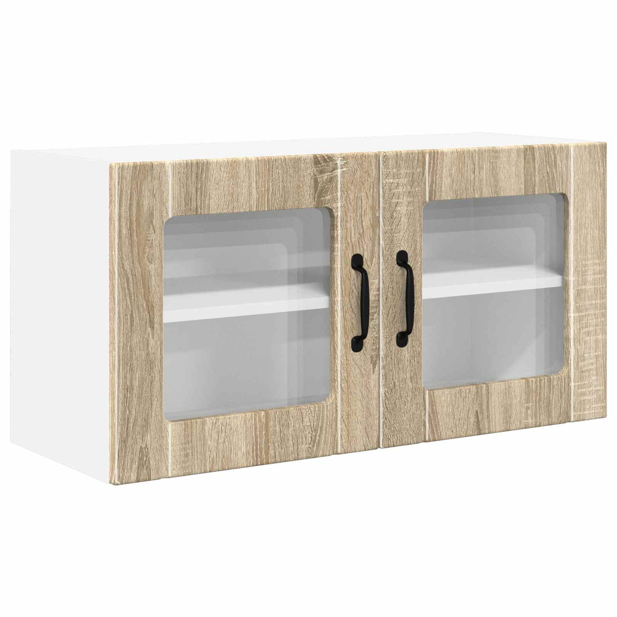 Kitchen Wall Cabinet with Glass Door "Porto" Sonoma oak 1x wall glass cabinet (1 door) 40 cm wide 40 cm high–2x wall glass cabinet (1 door) 40 cm wide 80 cm high 1x wall glass cabinet (2 doors) 80 cm wide 40 cm high