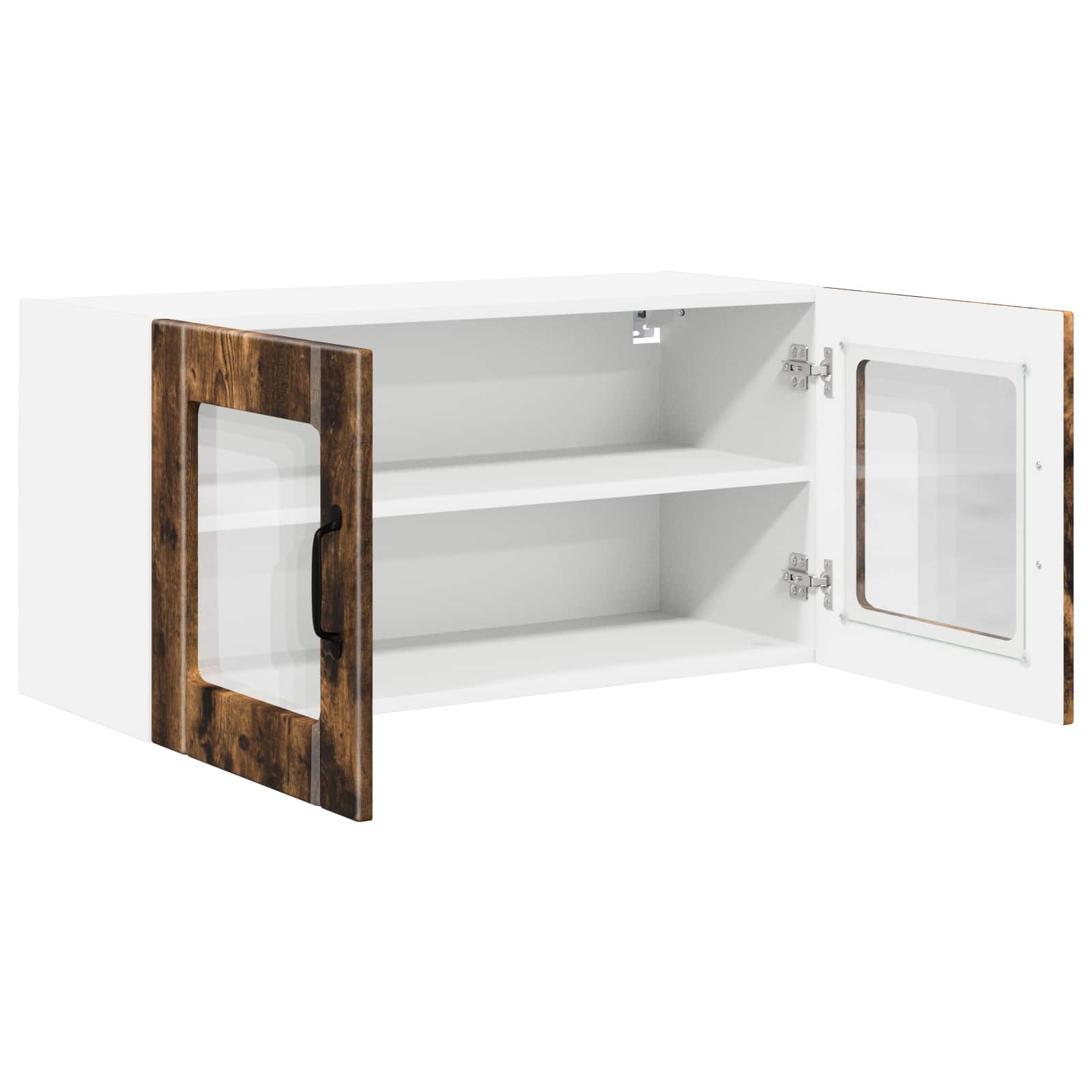 vidaXL Wall Glass Cabinet PORTO Smoked Oak 80 x 31 x 40 cm 5