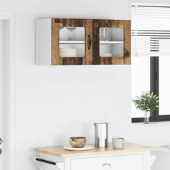 vidaXL Wall Glass Cabinet PORTO Old Wood 80 x 31 x 40 cm 4