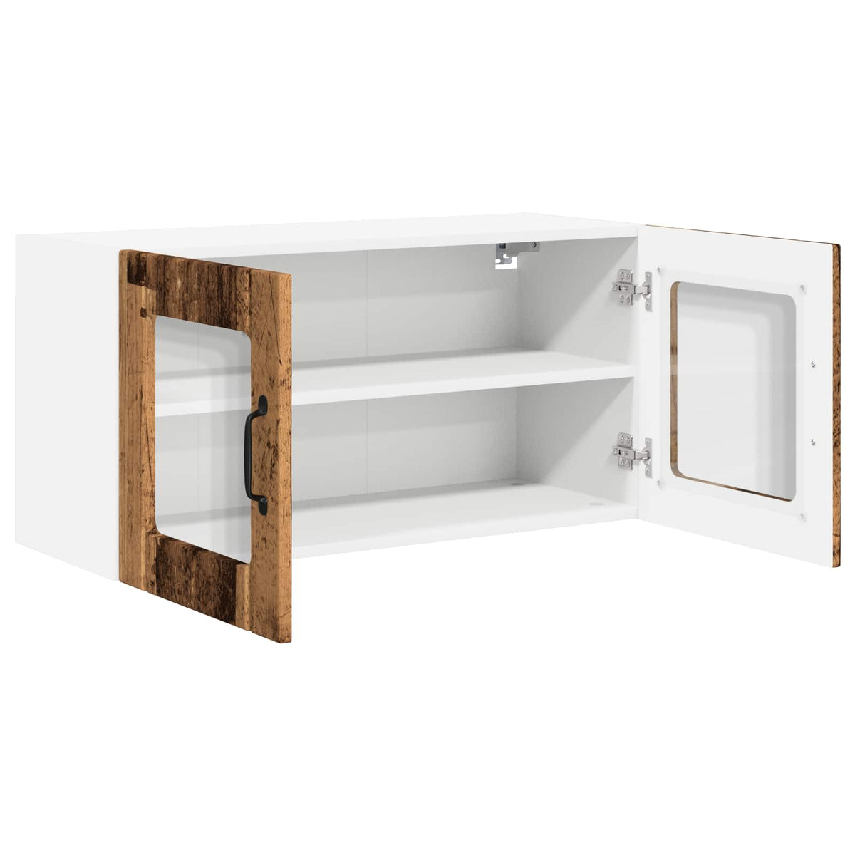 Kitchen Wall Cabinet with Glass Door "Porto" Old Wood 1x wall glass cabinet (2 doors) 80 cm wide 40 cm high