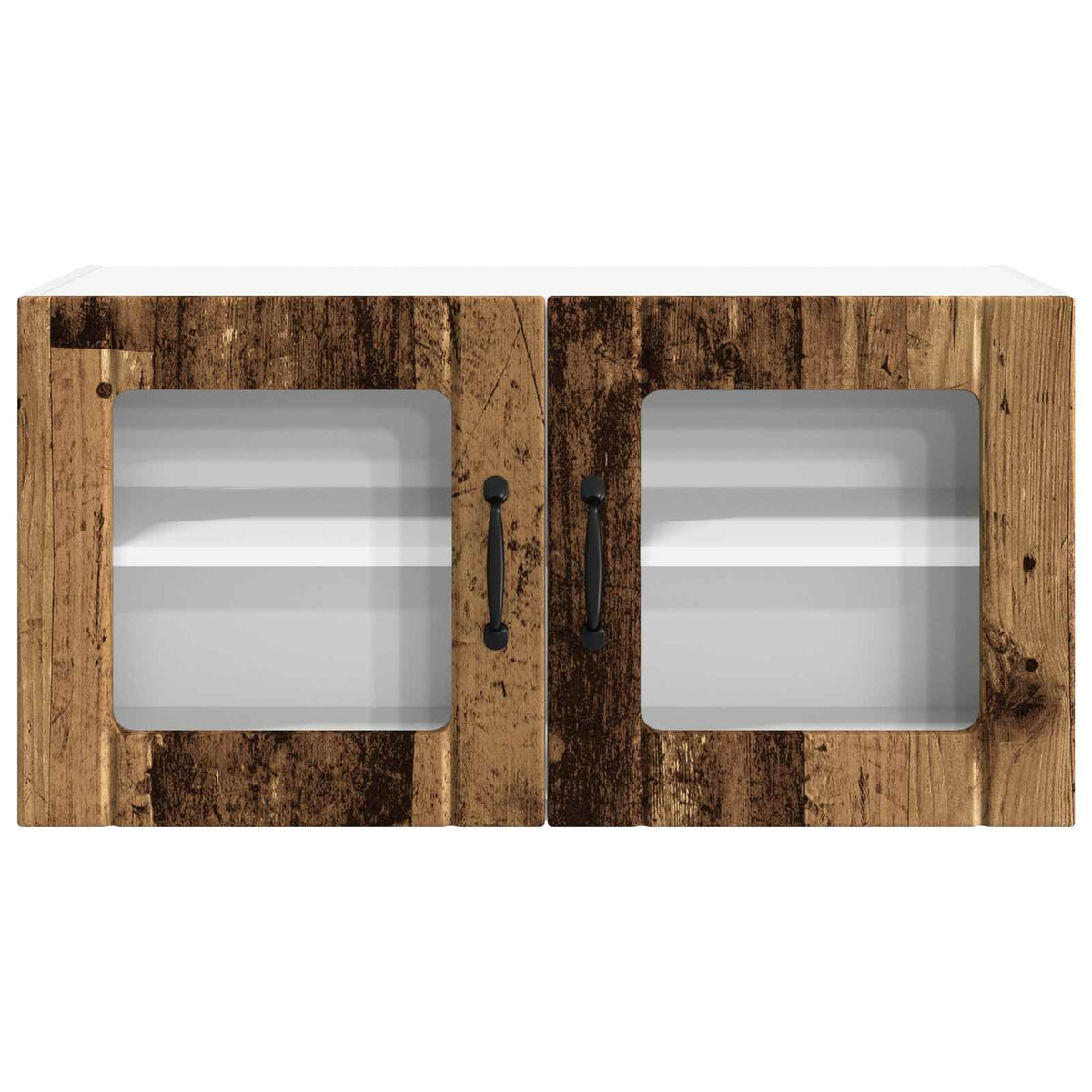 Kitchen Wall Cabinet with Glass Door "Porto" Old Wood 1x wall glass cabinet (2 doors) 80 cm wide 40 cm high