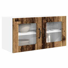 Kitchen Wall Cabinet with Glass Door "Porto" Old Wood 1x wall glass cabinet (2 doors) 80 cm wide 40 cm high