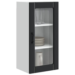 vidaXL Wall Glass Cabinet PORTO Black 40 x 31 x 80 cm Engineered Wood 3