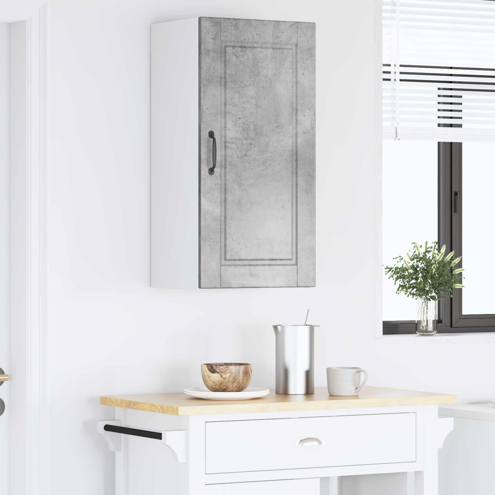 vidaXL Wall Cabinet PORTO Concrete Grey 40 x 31 x 80 cm 4