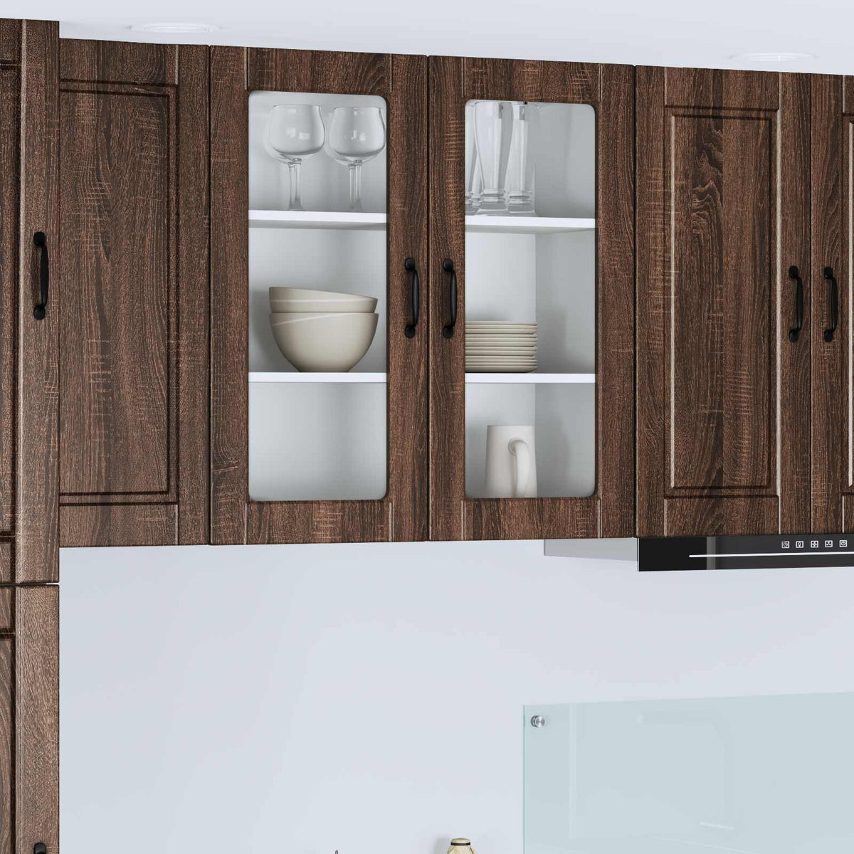 vidaXL Kitchen Wall Cabinet with Glass Door "Porto" Brown Oak