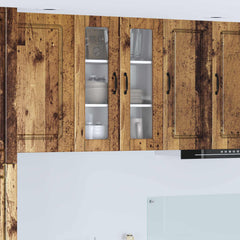Kitchen Wall Cabinet with Glass Door "Porto" Old Wood 1x wall glass cabinet (2 doors) 60 cm wide 80 cm high