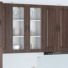 vidaXL Kitchen Wall Cabinet with Glass Door "Porto" Brown Oak