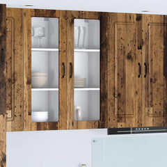 Kitchen Wall Cabinet with Glass Door "Porto" Old Wood 1x wall glass cabinet (1 door) 40 cm wide 100 cm high
