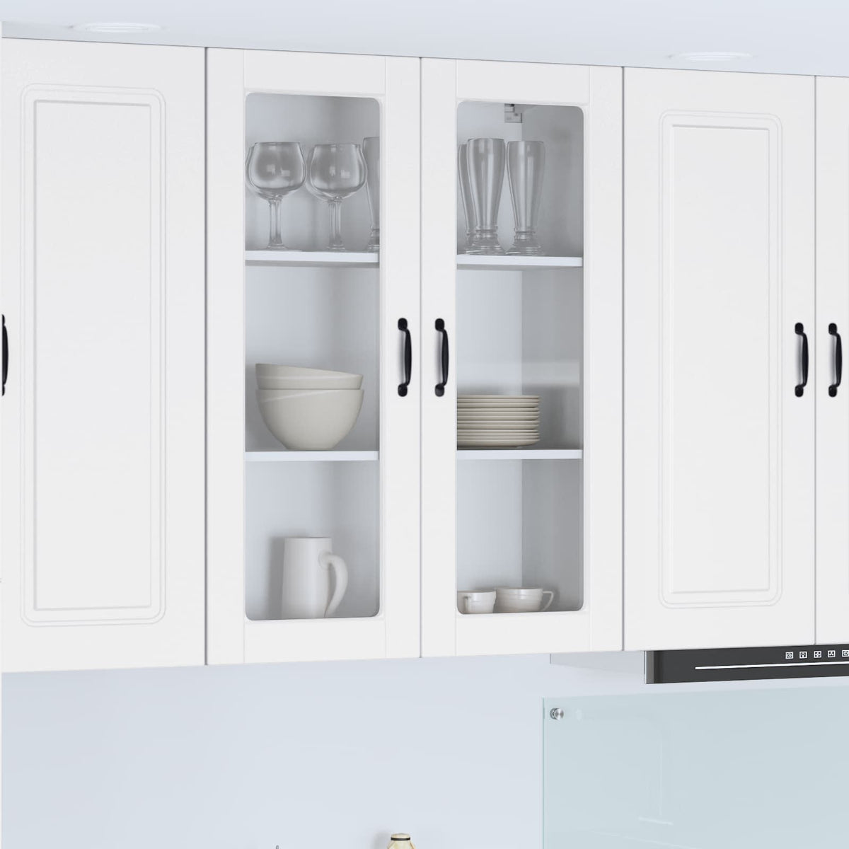 vidaXL Kitchen Wall Cabinet with Glass Door "Porto" White