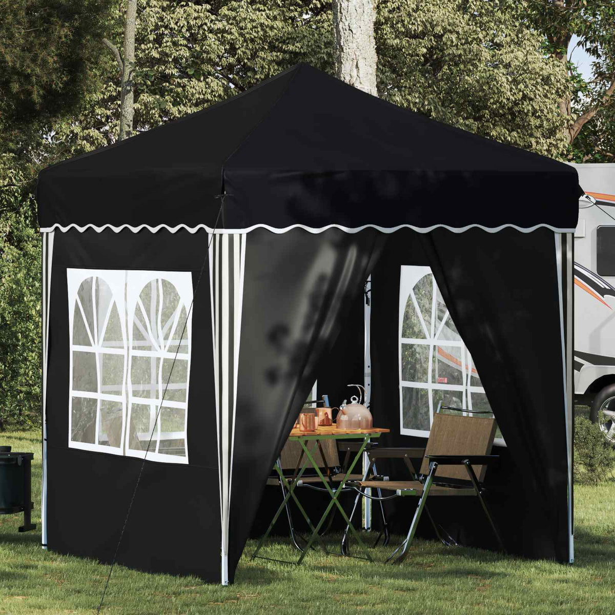 Pop-up Party Tent 195 x 194 x 245 cm Oxford Fabric with 4 Sidewalls Anthracite