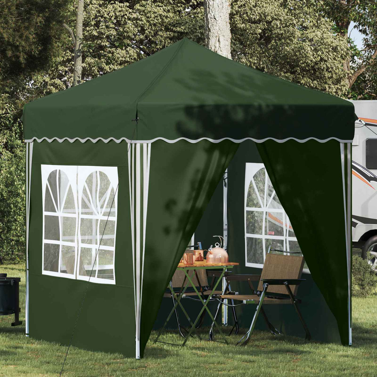 Pop-up Party Tent 195 x 194 x 245 cm Oxford Fabric with 4 Sidewalls Green