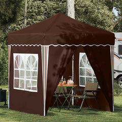 Pop-up Party Tent 195 x 194 x 245 cm Oxford Fabric with 4 Sidewalls Brown