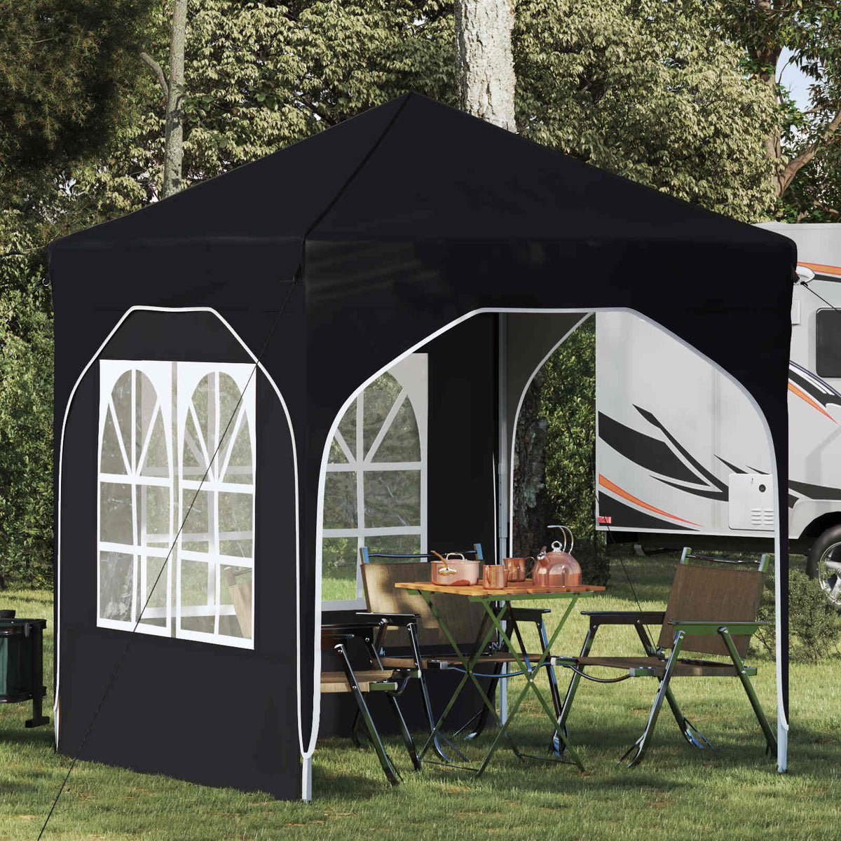 Pop-up Party Tent 192 x 192 x 245 cm with 2 Sidewalls Anthracite