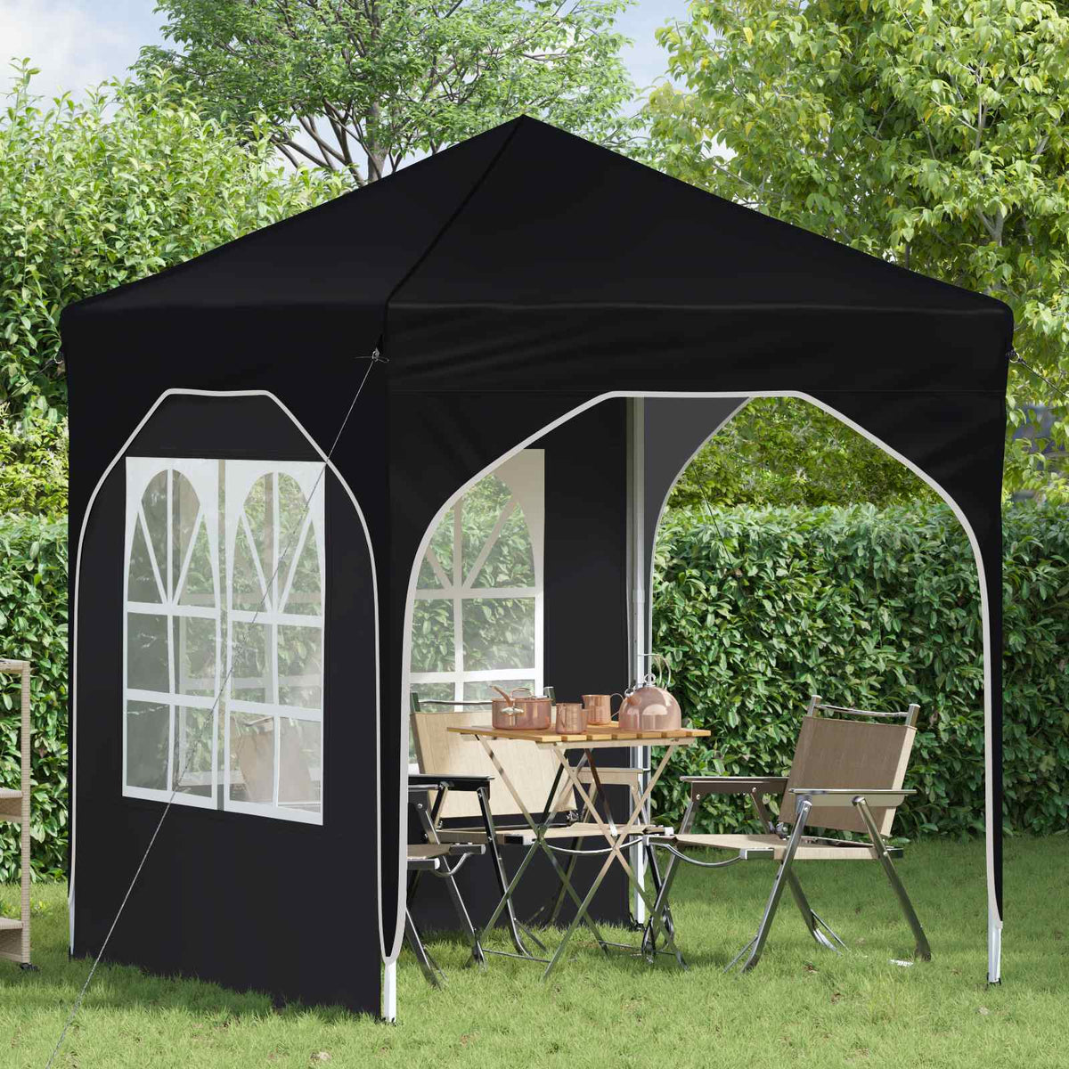 Pop-up Party Tent 192 x 192 x 245 cm with 2 Sidewalls Anthracite