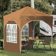 Pop-up Party Tent 192 x 192 x 245 cm with 2 Sidewalls Beige