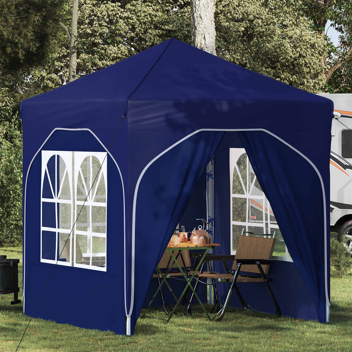 Pop-up Party Tent 192 x 192 x 245 cm with 4 Sidewalls Blue