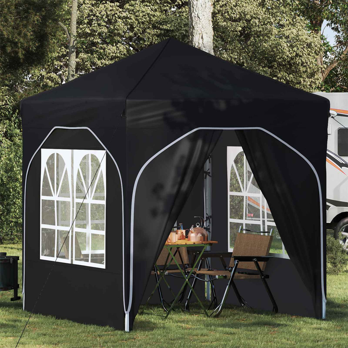Pop-up Party Tent 192 x 192 x 245 cm with 4 Sidewalls Anthracite
