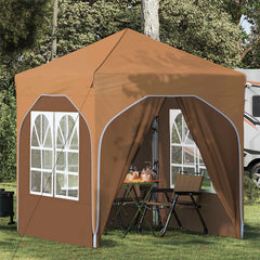 Pop-up Party Tent 192 x 192 x 245 cm with 4 Sidewalls Beige