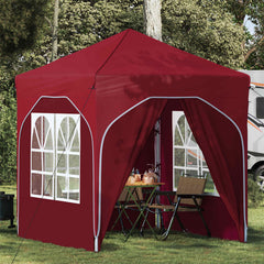 Pop-up Party Tent 192 x 192 x 245 cm with 4 Sidewalls Burgundy