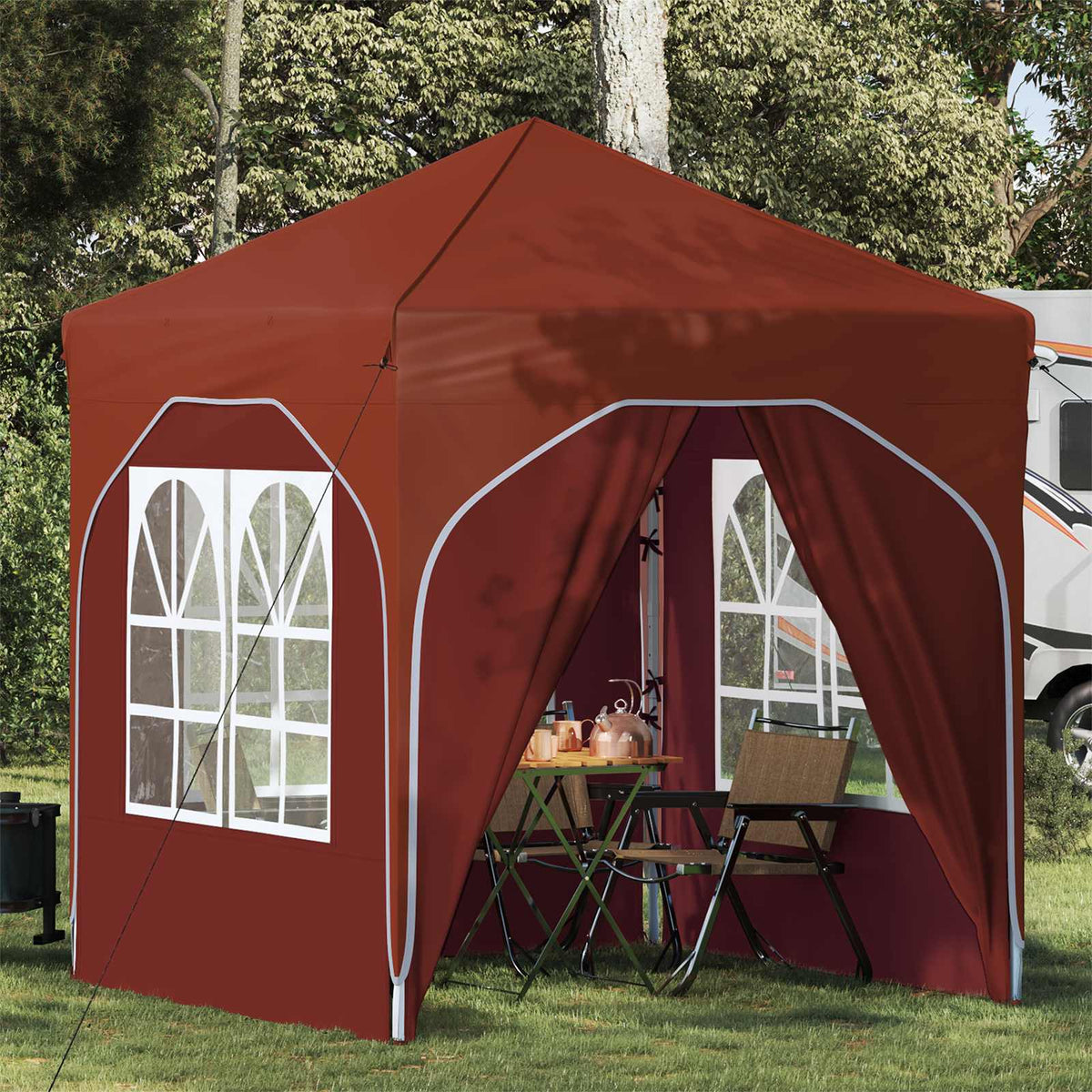 Pop-up Party Tent 192 x 192 x 245 cm with 4 Sidewalls Terracotta