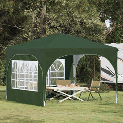 Pop-up Party Tent 290 x 290 x 245 cm with 2 Sidewalls Green