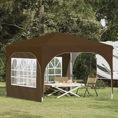 Pop-up Party Tent 290 x 290 x 245 cm with 2 Sidewalls Taupe