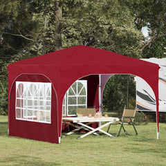 Pop-up Party Tent 290 x 290 x 245 cm with 2 Sidewalls Burgundy
