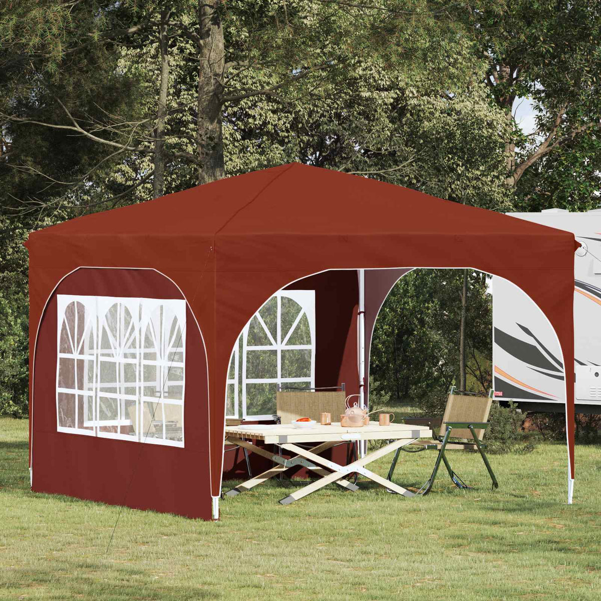 Pop-up Party Tent 290 x 290 x 245 cm with 2 Sidewalls Terracotta
