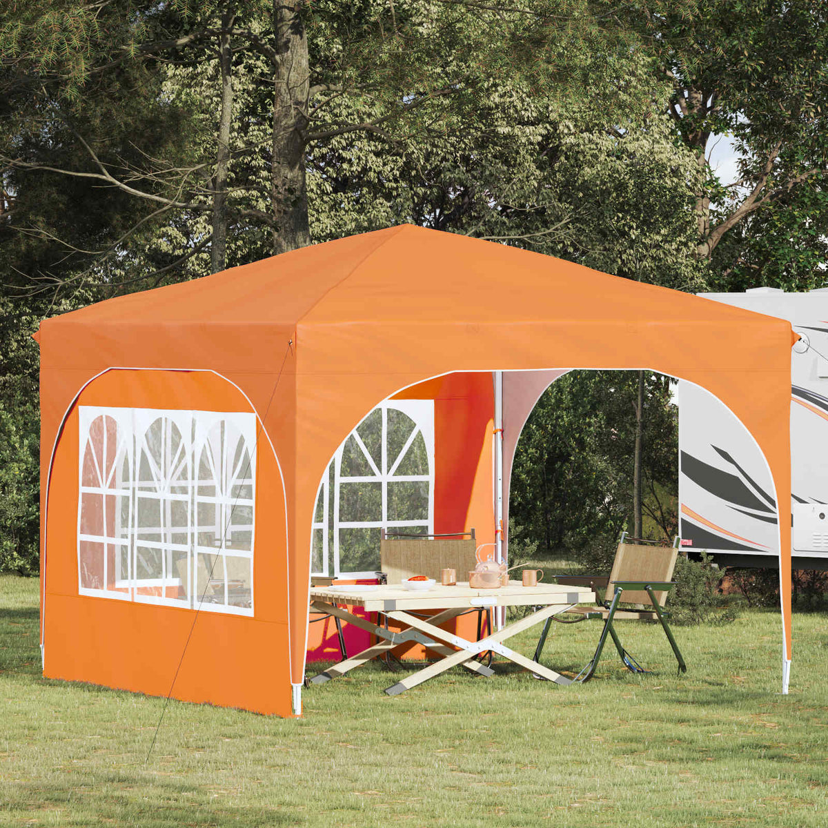 Pop-up Party Tent 290 x 290 x 245 cm with 2 Sidewalls Orange