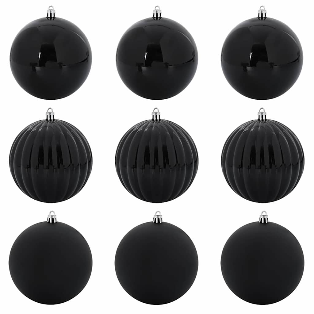 vidaXL Christmas Bauble Set XL 9 pcs Black Ø 15 cm Plastic 2