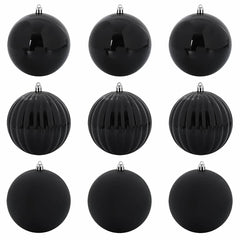 vidaXL Christmas Bauble Set XL 9 pcs Black Ø 15 cm Plastic 2