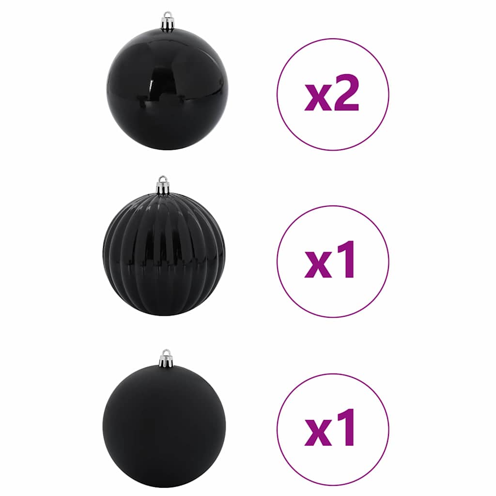 vidaXL Christmas Bauble Set XXL 4 pcs Black Ø 20 cm Plastic 3