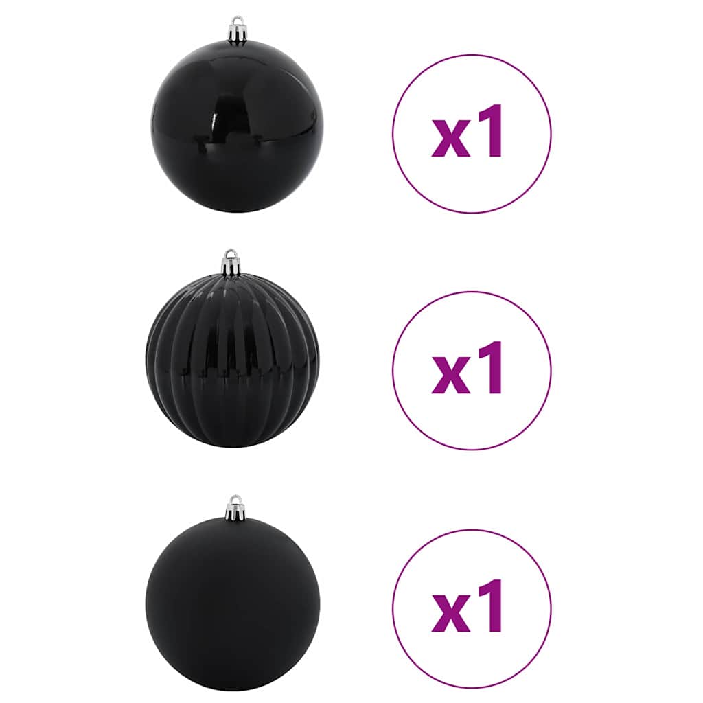 vidaXL Christmas Bauble Set XXL 3 pcs Black Ø 25 cm Plastic 3