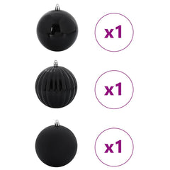 vidaXL Christmas Bauble Set XXL 3 pcs Black Ø 25 cm Plastic 3
