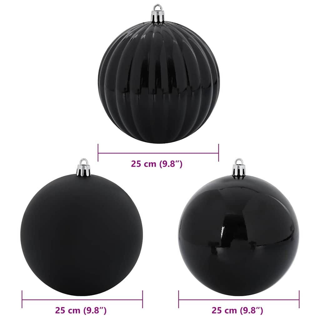 vidaXL Christmas Bauble Set XXL 3 pcs Black Ø 25 cm Plastic 5