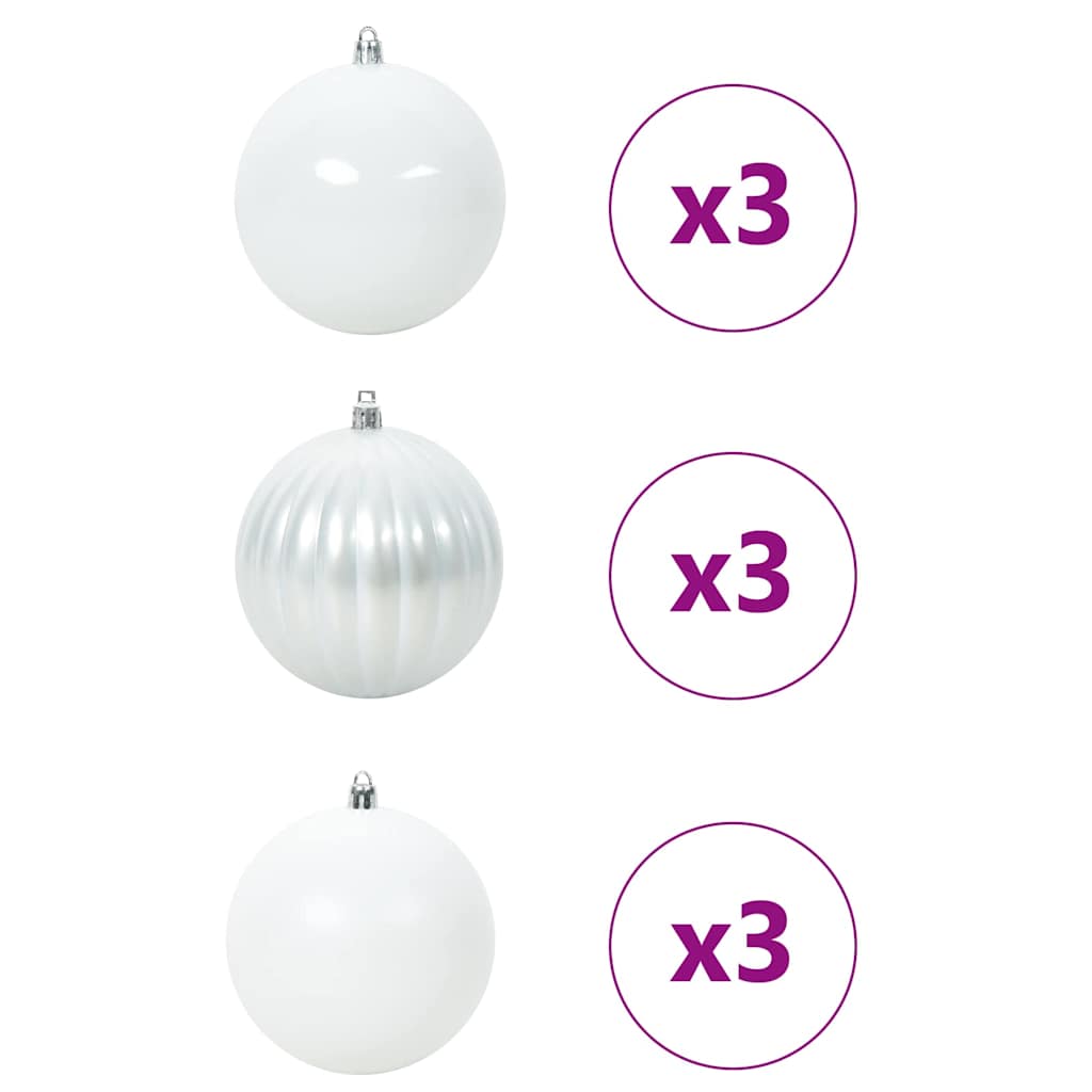 vidaXL Christmas Bauble Set XL 9 pcs White Ø 15 cm Plastic 3