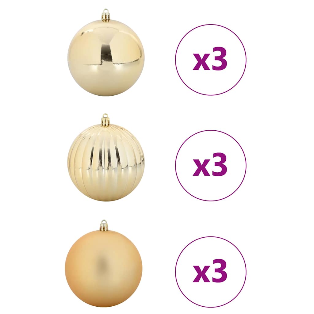 vidaXL Christmas Bauble Set XL 9 pcs Gold Ø 15 cm Plastic 3