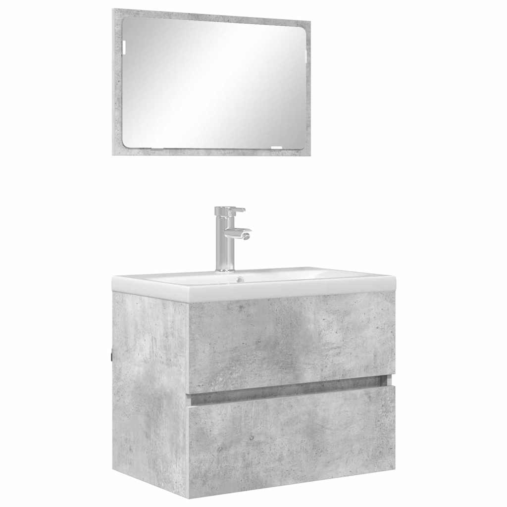 vidaXL Bathroom Furniture Set Concrete Grey 60 x 38.3 x 45 cm 3