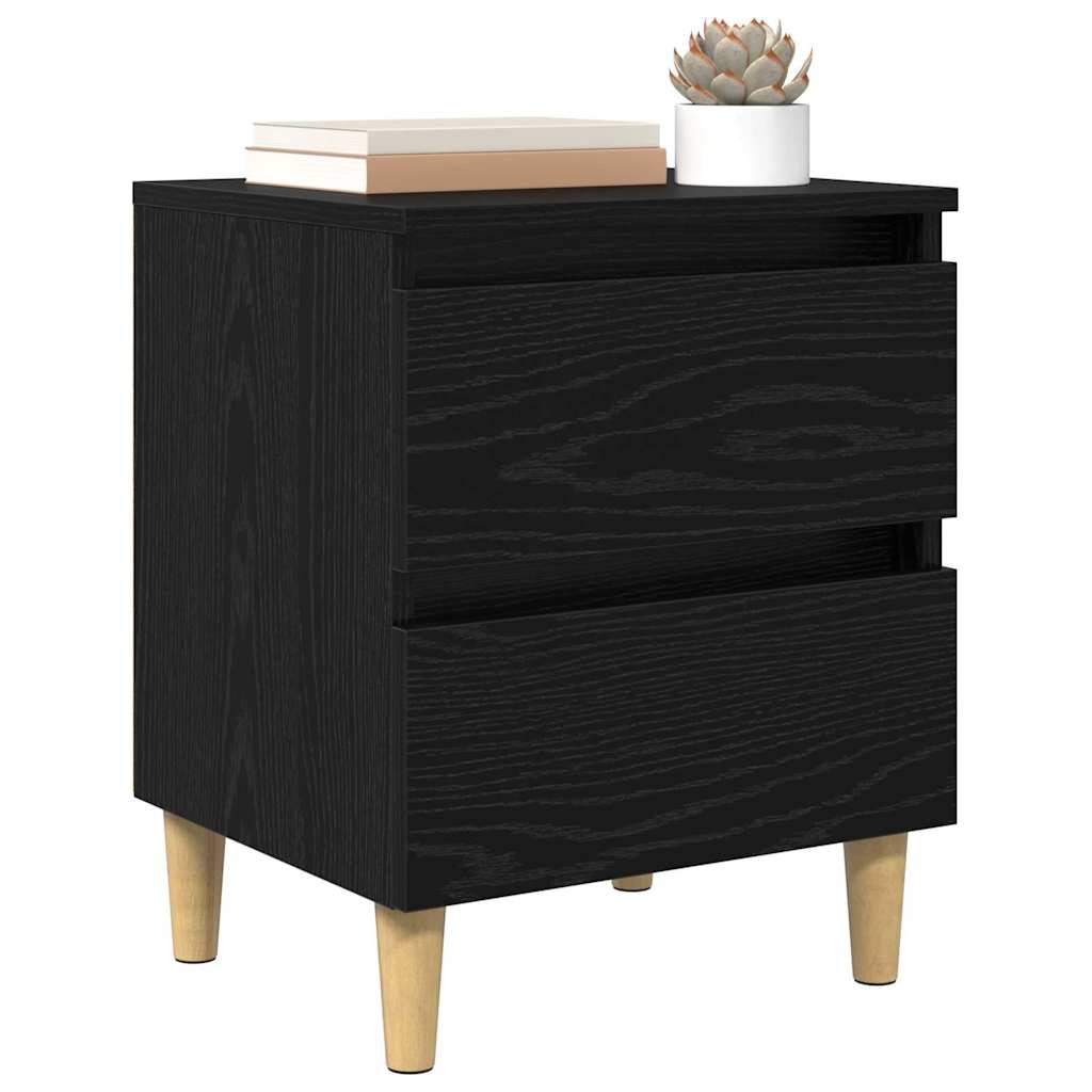 vidaXL Bed Cabinet Black Oak 40 x 35 x 50 cm Engineered Wood 3