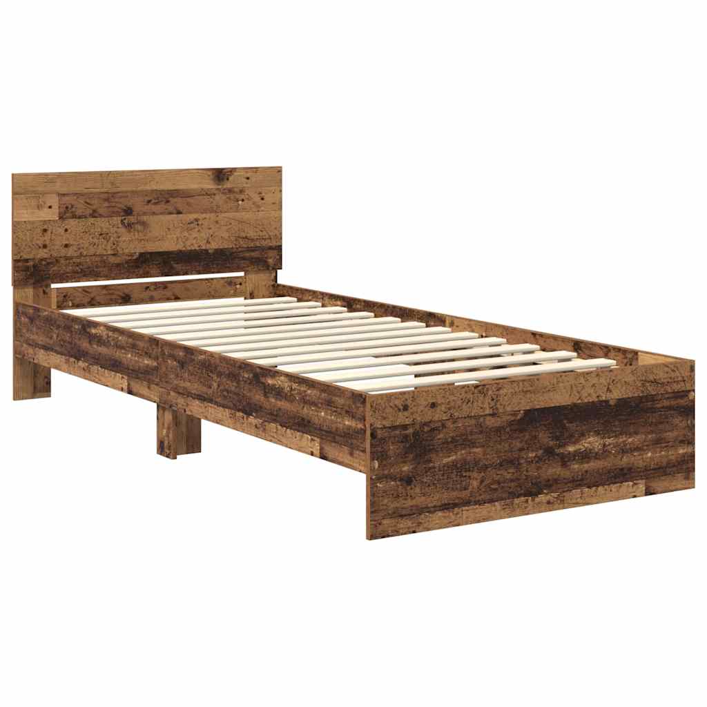 vidaXL Bed Frame with Headboard Old Wood 90 x 200 cm Engineered Wood 5