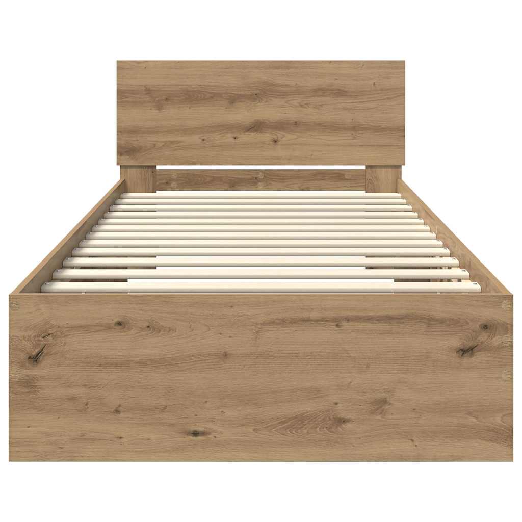 vidaXL Bed Frame Artisan Oak 90 x 200 cm Engineered Wood 6