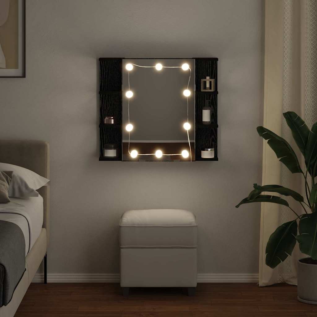 vidaXL Mirror Cabinet Black Oak 70 x 16.5 x 60 cm Engineered Wood 4