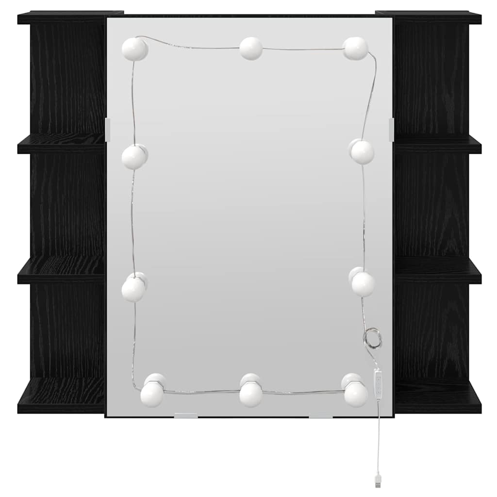 vidaXL Mirror Cabinet Black Oak 70 x 16.5 x 60 cm Engineered Wood 5