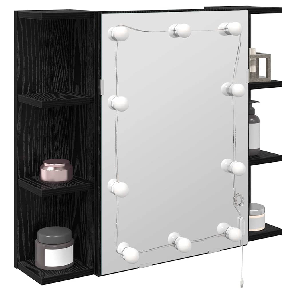 vidaXL Mirror Cabinet Black Oak 70 x 16.5 x 60 cm Engineered Wood 3