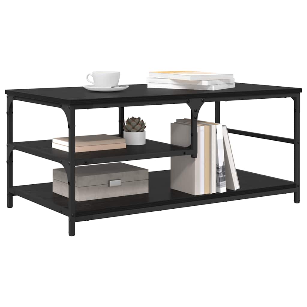 Coffee Table 90x49x40 cm Engineered Wood Black oak