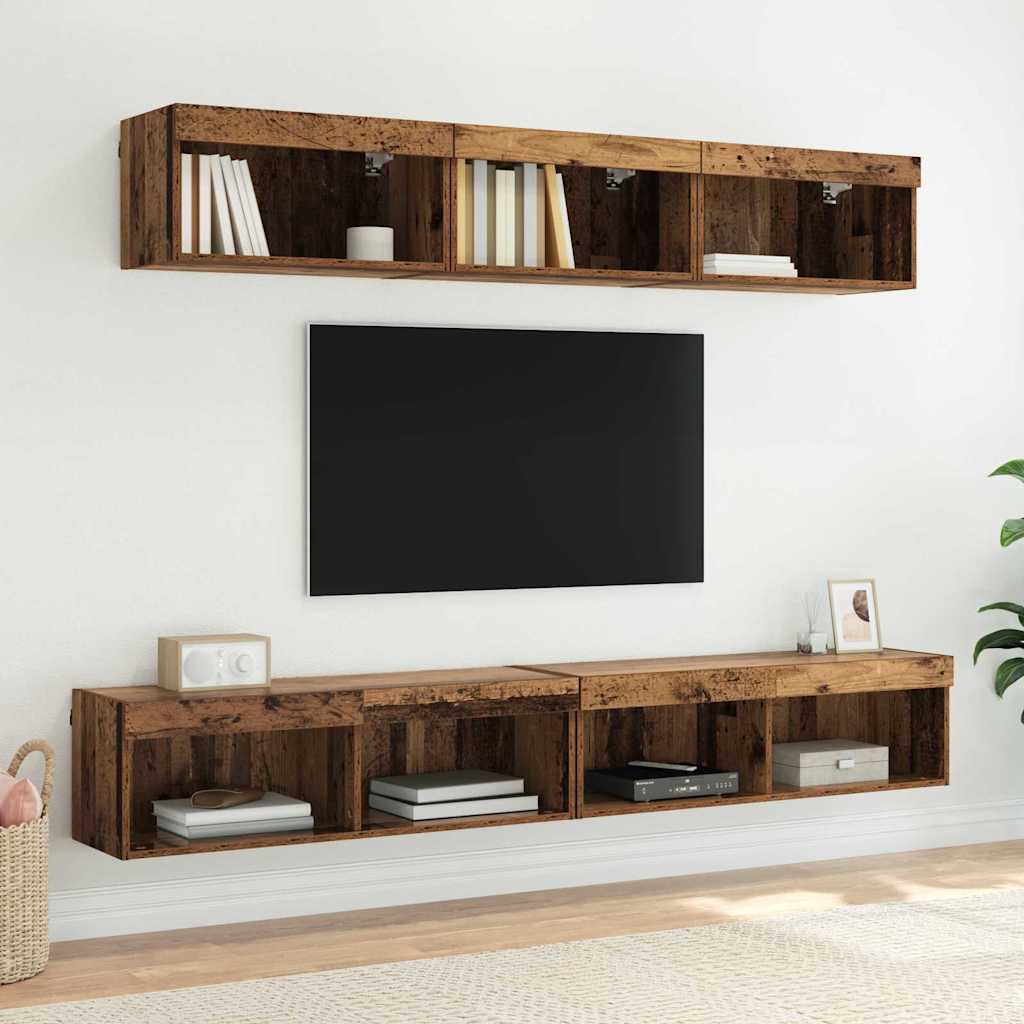 vidaXL TV Cabinet Set Old Wood Engineered Wood 6