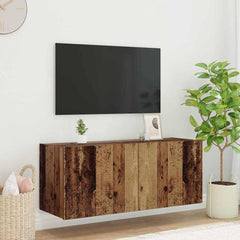 vidaXL TV Wall Cabinet with LED Lights Width 100 cm