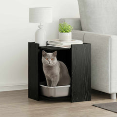 vidaXL Cat Litter Box Enclosure Black Oak 42 x 42 x 51 cm 1